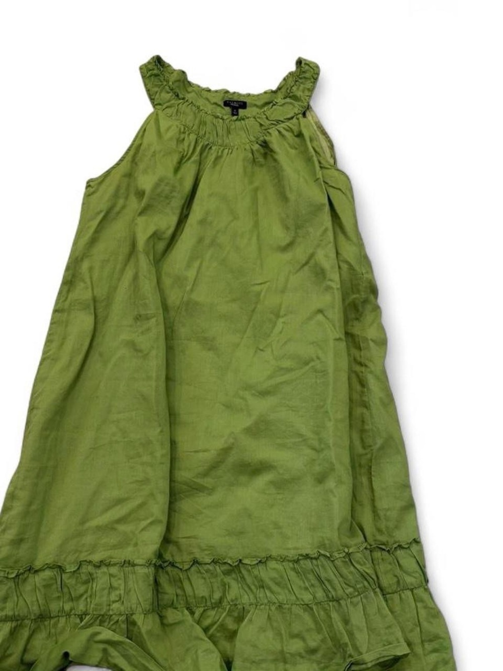 Talbots Green Ruffled Neck baby-doll dress